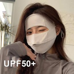 Bandanas Color Summer Sunscreen Veil UV Protection Hiking For Women Silk Mask Face Scarf Cover Gini