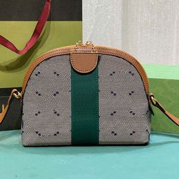 Vintage Clutch Bag Women Shoulder Bags Classic Letter Canvas Leather Cross Body Handbags Metal Hardware Zipper Closure Cell Phone Pocket Red Green Stripe Purse