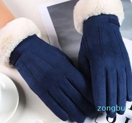 Five Fingers Gloves Women Winter Gloves Warm Screen Women's Fur Gloves Full Finger Mittens Glove Driving Windproof Gants Hiver Femme Guantes