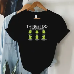 Women's T Shirts Short Sleeve Tee Things I Do In My Spare Time Graphic Shirt Women Funny Frog Y2k Top Summer Tshirt Harajuku Lady T-Shirts