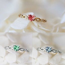Band Rings Dainty Ring For Women Unique New Simple Love Heart Multicolor Zircon Gold Color Silver Color Gift Fashion Jewelry KAR385 Z0428