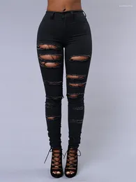 Women's Jeans Leggings Perforated Ripped For Women Tight Sexy Casual Versatile Pants High Waist Elasticity Clothing