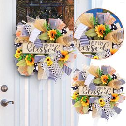 Decorative Flowers Front Door Faux Sunflower Wreath Bee Festival Spring Summer Suitable For Family Gathering Wedding