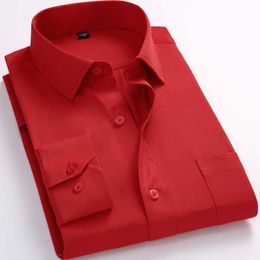 Men's Dress Shirts Plus Size Long Sleeve Mens Social Dress Shirts Non-iron Business Casual Soft Solid Colour Regular Fit Formal Work Shirt For Men P230427