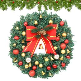 Decorative Flowers Christmas Wreath With Light Artificial Garland Front Door Decoration Bow Ball