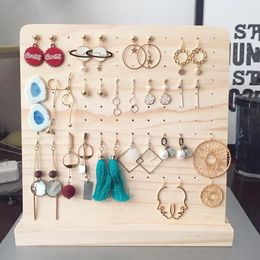 Jewellery Pouches Wooden Earring Hanger Stand Organiser Holder Display 108 Holes Rack Storage Store Decoration