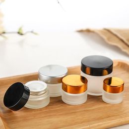 Frosted Glass Jar Cream Bottle Cosmetic Jars Packing Container 5g 10g 15g 20g 30g 50g Lip Balm Lotion Packaging Ttfpt