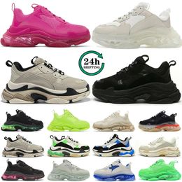 2024 triple s men women designer casual shoes platform sneakers clear sole black white grey red pink blue Royal Neon Green mens trainers Tennis
