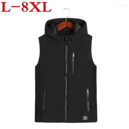 Men's Down Plus Size 8XL 7XL Mens Jacket Sleeveless Winter Warm Veste Homme Leisure Zipper Hooded Male Fashion Waistcoat Chaleco Hombre