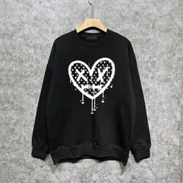 Men designer Sweatshirts Round neck Pullover fashion Mens Casual Long Sleeve Pullover heart-shaped print Rapper Hip Hop street Male Clothes Sports Run
