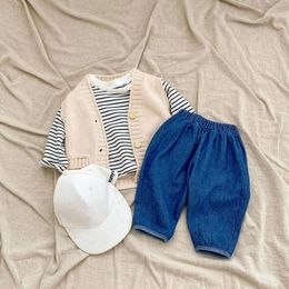 Trousers Children's Boys And Girls Cotton Denim Bloomers Fashion Baby Jeans Pants Little Kid Back Pocket South Korea Clothing