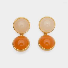 Dangle Earrings JBJD Vintage Jewellery Colourful Multi Resin Ball Round Gold Tone Drop Lady Gift-3colors