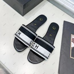 Luxury Designer Women Sandals Slippers Embroidered Letters Shoes Fashion Beach Flats with Box and Dust Bag 35-42