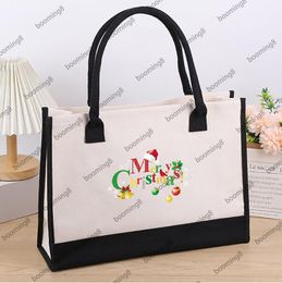 Designer Christmas Canvas Shoulder Bag Large Capacity Printed Tote Bag Women's Fashion Lightweight Handheld Gift Bag