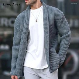 Men's Sweaters Casual Long Sleeve Knit Sweater Mens Solid Colour Buttoned V Neck Knitted Cardigan Men Autumn Winter Vintage Knitwear