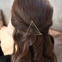 Fashion Women Round Moon Hair Clip Jewellery geometric triangle metal hair clip with hollowed out moon