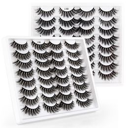 Thick Natural Curly 16 Pairs Mink False Eyelashes Set Soft Vivid Reusable Hand Made Multilayer 3D Fake Lashes Messy Crisscross E9471701