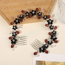 Rhinestones Hair Comb Tiara Handmade Crystal Black Side Hairpinchinese Hair Styling Decoration Fashion Lady Prom Hair Jewellery