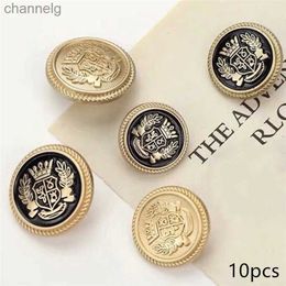 Cuff Links 10pcs British College Style Suit Buttons Crown Pattern Golden Coat Jacket Buttons Sewing Accessories Handmade DIY Shirt Buttons YQ231128