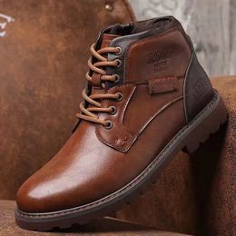 Boots Men's Ankle Boots Genuine Leather High Top Men's Shoes Outdoor Casual Shoes Fashion Men's Ankle Boots Winter Men 231128