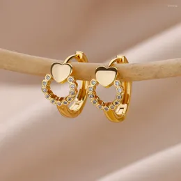Hoop Earrings Heart For Women In Stainless Steel 2023 Trend Femme Couple Piercing Ear Jewellery Aretes Mujer