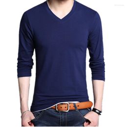 Men's T Shirts 2023 Spring Autumn Korean Fashion Slim Long Sleeved Casual Cotton Shirt Clothing Camisas Blusa V Neck Koszulki White