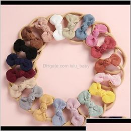 Hair Accessories Sier Ribbon Accessories 20 Pcslot Soft Corduroy Knot Bow Nylon Headbands Or Hair Clips Baby Shower Gift Y200710 Drop Dht9F