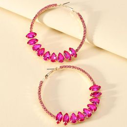 Hoop Earrings Fashion Vintage Big Circle For Women Elegant Round Full Colour Crystal Statement Jewellery Accessories