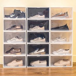 es Bins 1pcs Transparent s Organisers Plastic Thickened Foldable Dustproof Storage Box Stackable Combined Shoe Cabinet W0428