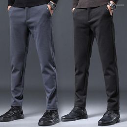 Men's Pants Autumn Winter Business Men Casual Formal Slim Fit Classic Woolen Straight Trousers Male Social D17