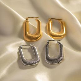 Hoop Earrings GD 2023 Sophisticated Chic Exquisite U-shaped Huggie With Zircon Inlay Gold Plated Stainless Steel For Women
