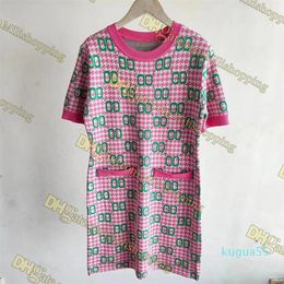 2023-Dresses designer dress bodycon Letter printing Knitting Sweater For Women 2023 Two-piece round neck short-sleeve knitted