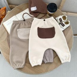 Trousers 2023 Winter Baby Plus Velvet Thick Harem Pants Fashion Pocket Toddler Boy Big Pp Loose Infant Warm Casual