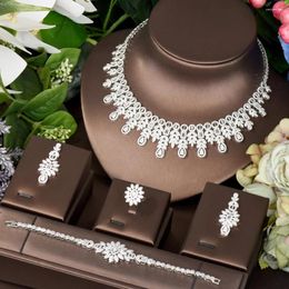 Necklace Earrings Set HIBRIDE Luxury Water Drop Dubai Nigeria Wedding Jewellery Cubic Zirconia And Earring Party Accessories N-1037