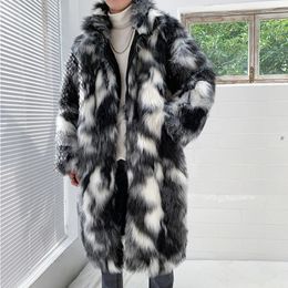 Men's Fur Faux Fur Autumn Winter Fur Coat Men's Warm Thick Parka Men Casual Long Maxi Man Streetwear Wild Loose Jacket Male Windbreaker Overcoat 231127