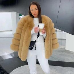 Women s Fur Faux Coat Natural Genuine Leather Real Hair Winter Warm Long Sleeve Fashion Jacket 231127