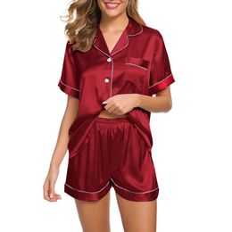 Women's Sleepwear Satin Silk Pyjamas for Women Summer Pyjamas Home Clothes Women Nightwear Pyjama Set Long Nightgown 5XL Large Size Sleepwear 230428