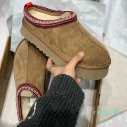 Ankle Snow Boots Suede Wool Slip-on Shoes Sheepskin Classic Platform Boot Chestnut Ultra Mini Short Slides