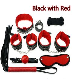 Sex Bondage Kit 7 Pcs Adult Games Set Handcuff Footcuff Whip Rope Blindfold for Couples Erotic Toys SM Products6993917