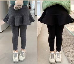 Girls Plus Fleece Culottes Children's New Winter Fashion Design Elastic Leggings