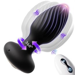 Anal Toys 360 Rotation Vibrating Anal Plug 7 Speeds Remote Control Butt Plug Vibrator Prostate Massage Anus Sex Toys For Men Women Adult 231128