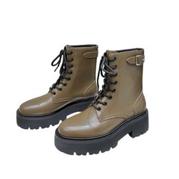 Triomphe muffin thick-soled Martin Boots Women 2023 new style retro style leather strap motorcycle boots