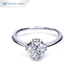 Wedding Rings Tianyu Gems 1ct Women Silver 925 Sterling 05ct Round Brilliant Cut Diamond Engagement Ring Bridal Fine Jewellery 231128