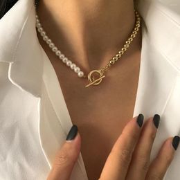 Pendant Necklaces CANPEL Fashion Baroque Pearl Chain Necklace Collar Wedding Punk Toggle Clasp Circle Lariat Bead Choker Jewellery