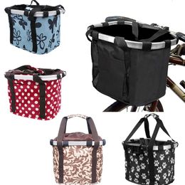 Panniers Bags Bicycle Front Basket Bike Small Pet Dog Detachable MTB Cycling Handlebar Tube Hanging Fold Baggage Bag 5KG Load Carry Pouch 2in1 231129