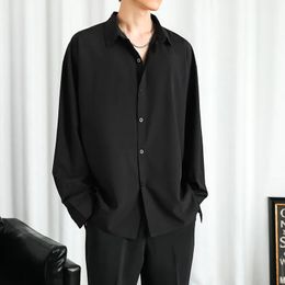 Men's Casual Shirts Solid Shirt Men Black Long sleeved Shirts Men Korean Comfortable Blouses Casual Loose Classic Single Breasted Shirt 231128