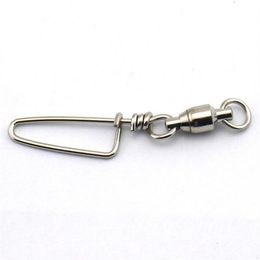 Whole- 10Pcs lot Fishing Swivels Snap Rolling Swivel Connector Ball Bearing Curve Type Pin Stainless Steel265c