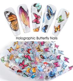10pcs Holographic Butterfly Foil Nail Art Sticker Summer Colourful Adhesive Paper Manicure Tips Nail Art Decorations GL8102264S2614710