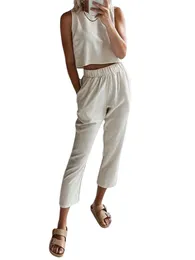 Women's Sleepwear Women S Sleeveless Pajama Set Comfortable Tank Top With Elastic Waist Pants For And Loungewear