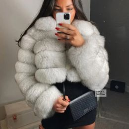 Womens Fur Faux Maomaokong Real Jacket Women Winter Short Natural real Fox Lady Zipper Coat Female Warm with Collar 231129